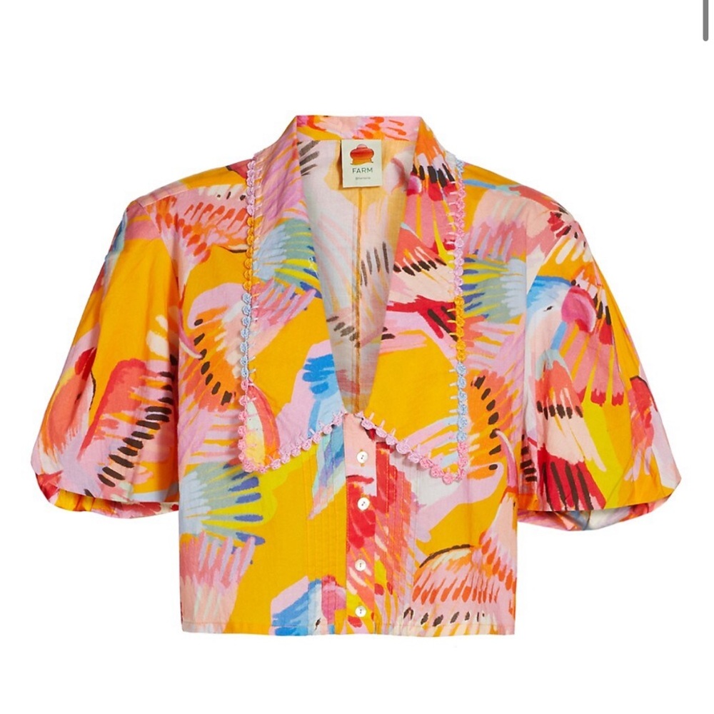 Farm Rio Neon Macaws crop top Small
